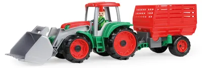 Tractor Lena Truxx - cu remorcă pentru fân și figurina, 55 cm