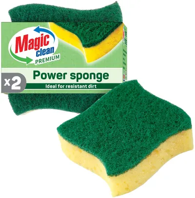 Bureți de bucătărie pentru suprafețe murdare Magic Clean - Premium Power, 2 buc.