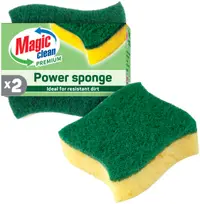 Bureți de bucătărie pentru suprafețe murdare Magic Clean - Premium Power, 2 buc.