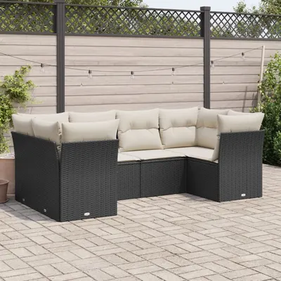Gossi set mobilier de gradina cu perne, 6 piese, negru, poliratan