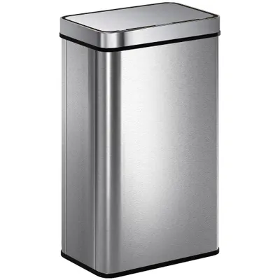 HOMCOM Coș de gunoi cu senzor 60 L cu capac cu închidere silențioasă, coș de gunoi automat de bucătărie din oțel inoxidabil, argintiu | Aosom Romania
