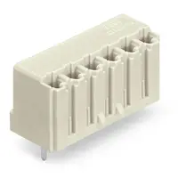 THT female header; 0.4 x 1.3 mm solder pin; straight; Pin spacing 5 mm; 5-pole; light gray