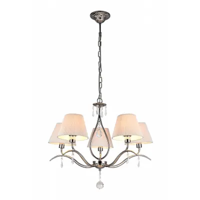Lustra Talia - H(min) 700mm, H(max) 1000mm, ⌀ 620mm , White, 5 X E14 (40W), Metal, Cotton on PVC, IP20, 2.6kg