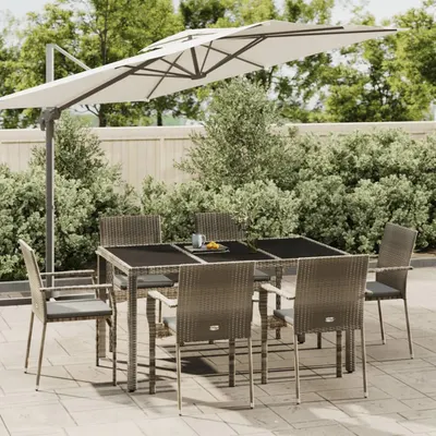 Gossi set mobilier de gradina cu perne, 7 piese, gri, poliratan