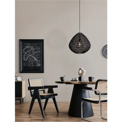 Lampa suspendata MELODY Negru Paper Rope Negru Fabric Wire & Baza LED E27 1x12W 230V Fara bec IP20