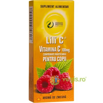 Vitamina C cu Aroma de Zmeura pentru Copii 100mg 30cpr