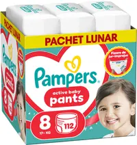 Scutece - chiloțel Pampers Active Baby - Mărimea 8, 17+ kg, 112 buc