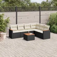 Gossi set canapele de gradina cu perne, 7 piese, negru, poliratan