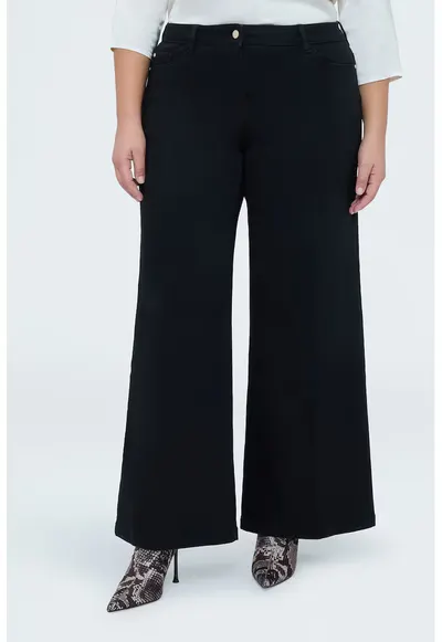 Blugi cu croiala ampla si model cu 5 buzunare - Negru
