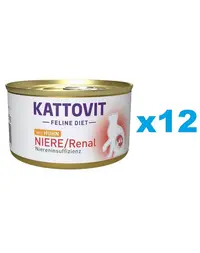 KATTOVIT Feline Diet Niere/Renal hrana umeda dietetica pentru pisici cu afectiuni ale rinichilor, cu pui 12 x 85 g