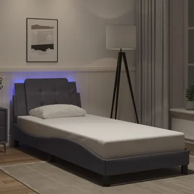 vidaXL Cadru de pat cu LED fără saltea, Zadar, gri, 90x190 cm