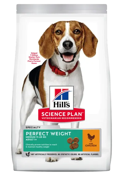 Hrana uscata caini, Hill's Science Plan Canine Adult Perfect Weight Medium Chicken, 2 kg