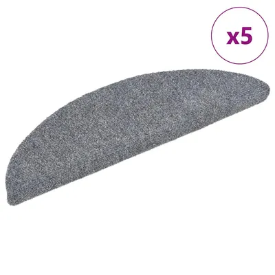 vidaXL Covorașe pentru scări autoadezive, 5 buc., 56x17x3 cm, gri deschis, semirotunde