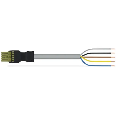 pre-assembled connecting cable; Eca; Socket/open-ended; 5-pole; Cod. B; 1 m; 1,50 mm²; light green