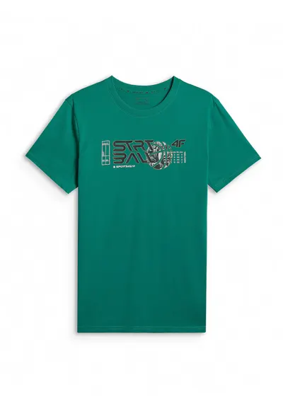Tricou barbati - verde - regular - cu imprimeu