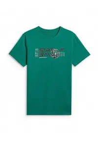 Tricou barbati - verde - regular - cu imprimeu
