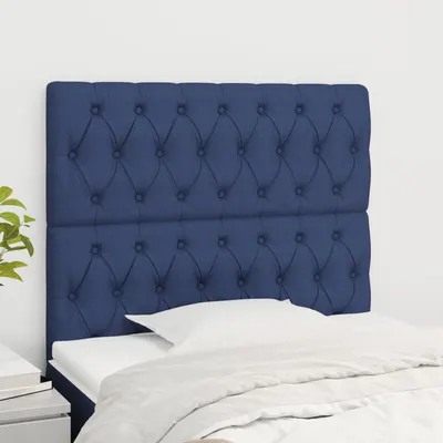 vidaXL Tăblie de pat albastră 90x7x118/128 cm, material textil