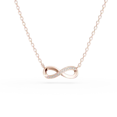 Lant cu pandantiv infinit din aur roz cu diamante de 0.04ct