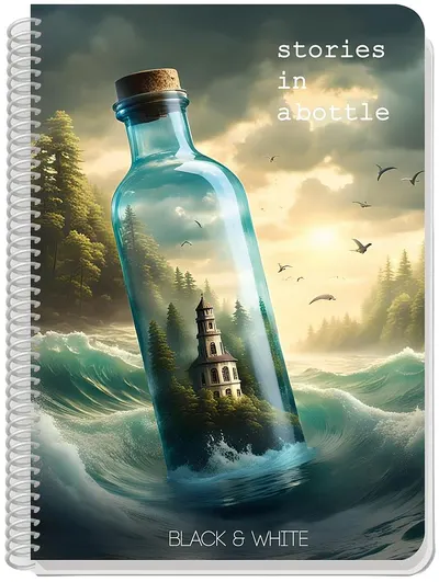 Caiet spiralat Black&White Stories In A Bottle - A5, 80 coli , sortiment