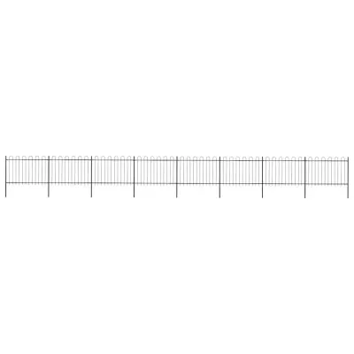 vidaXL Gard de grădină cu vârf circular din oțel, 1339x120 cm, negru