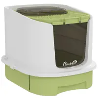 PawHut Litieră pentru Pisici Închisă cu 2 Uși, Tavă și Deodorizant, Verde | Aosom Romania