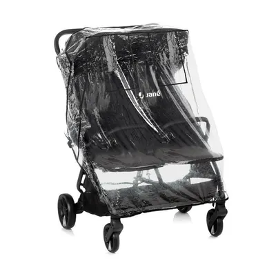 Carucior pentru gemeni Jane Twinside Coal, pliere rapida cu o mana, de la nastere pana la 22 kg, cu huse pentru ploaie, spatare independente, suspensii, conform cu EN 1888-22018+A12023