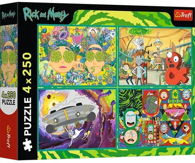 Puzzle Trefl din 4 x 250 piese - Realitatea distorsionată a lui Rick și Morty