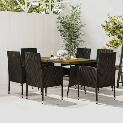 Gossi set mobilier de exterior, 7 piese, negru, poliratan