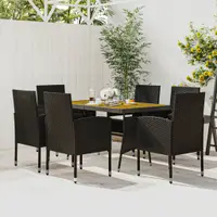 Gossi set mobilier de exterior, 7 piese, negru, poliratan