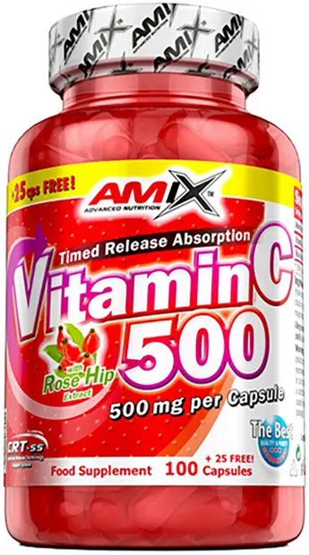 Vitamin C with Rose Hips, 500 mg, 125 capsule, Amix