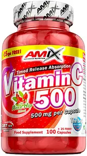 Vitamin C with Rose Hips, 500 mg, 125 capsule, Amix