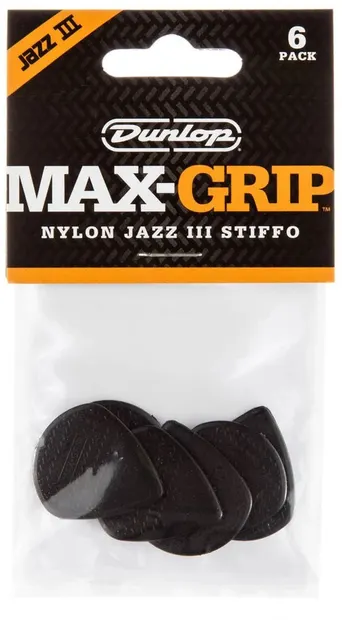 Pene pentru chitară Dunlop - Max-Grip, Jazz III, Stiffo, 1.38 mm, 6 buc. , negre