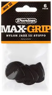 Pene pentru chitară Dunlop - Max-Grip, Jazz III, Stiffo, 1.38 mm, 6 buc. , negre