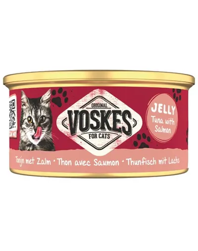 VOSKES Jelly Ton cu Somon 85 g – 100% ton cu somon în aspic, hrană complementară pentru pisici
