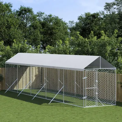 Gossi padoc exterior cu acoperis argintiu 2x10x2,5 m otel galvanizat