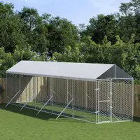 Gossi padoc exterior cu acoperis argintiu 2x10x2,5 m otel galvanizat