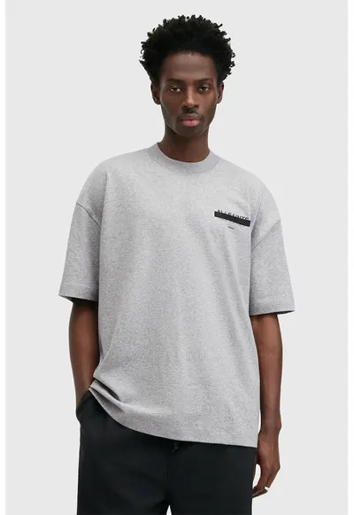 Tricou supradimensionat de bumbac organic Redact - Negru/Gri deschis melange