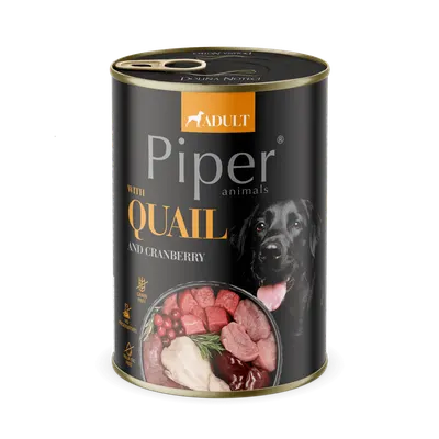 Hrana umeda pentru caini PIPER DOG, prepelita si merisoare, 400g