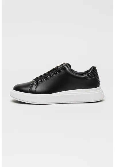 Pantofi sport din piele si piele ecologica - Negru stins