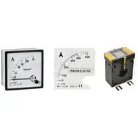 Pachet Complet Masurare Curent 250A AC Clasa 0.5: Ampermetru Analogic 72x72mm ACAM72-5, Scala SCALES-AC72-250 si Transformator Curent AV40250SH