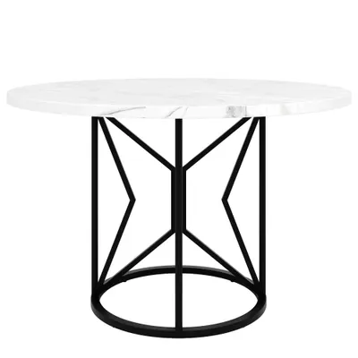 Masă rotundă de dining din MDF, Alb+Negru | Aosom Romania