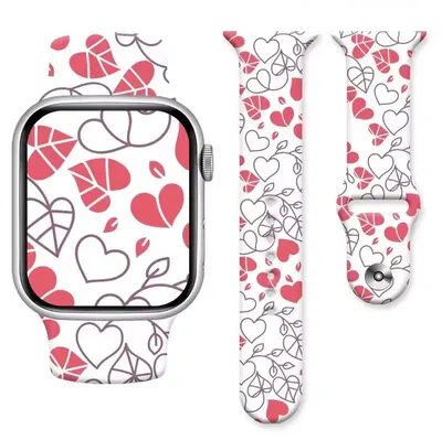 Curea Love Hearts pentru Apple Watch, Imprimeu animat, Sport si ajustabila, Silicon, Alb - 44/45/46/49 mm Engros