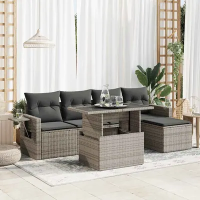 Gossi set mobilier gradina cu perne, 6 piese, gri, poliratan