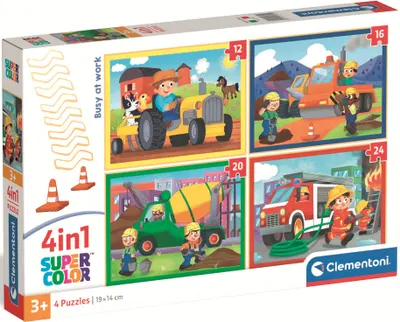 Puzzle pentru copii Clementoni 4 în 1 - La locul de muncă