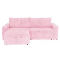 Coltar DALLAS ONE extensibil, cu lada depozitare, colt interschimbabil, roz, 258x173x90 cm