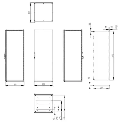 Dulap inseriabil cu 1 usa IP55 I=2200 L=800 A=800 mm