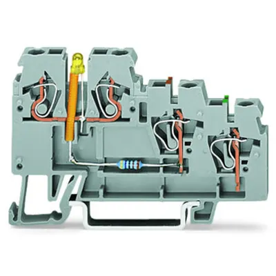 3-conductor actuator supply terminal block; LED (yellow); for NPN-(low-side) switching actuators; 2.5 mm²; CAGE CLAMP®; 2,50 mm²; gray