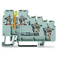 3-conductor actuator supply terminal block; LED (yellow); for NPN-(low-side) switching actuators; 2.5 mm²; CAGE CLAMP®; 2,50 mm²; gray