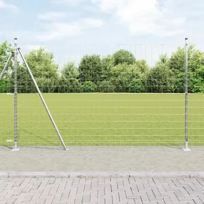vidaXL Gard Euro cu Bază din Beton 10 x 1,6 m Oțel Galvanizat Argintiu