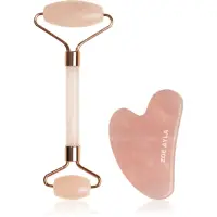 Zoë Ayla Rose Quartz Facial Roller And Gua Sha Tool set cadou faciale